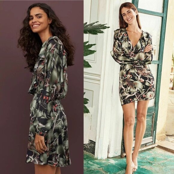 Johanna Ortiz Patterned Dress Flounce Hem Green Size XS H&M Collab Rare Bohemian - Picture 15 of 15